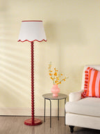 SPO4925-POM1825 Spool Floor Lamp Red With Shade