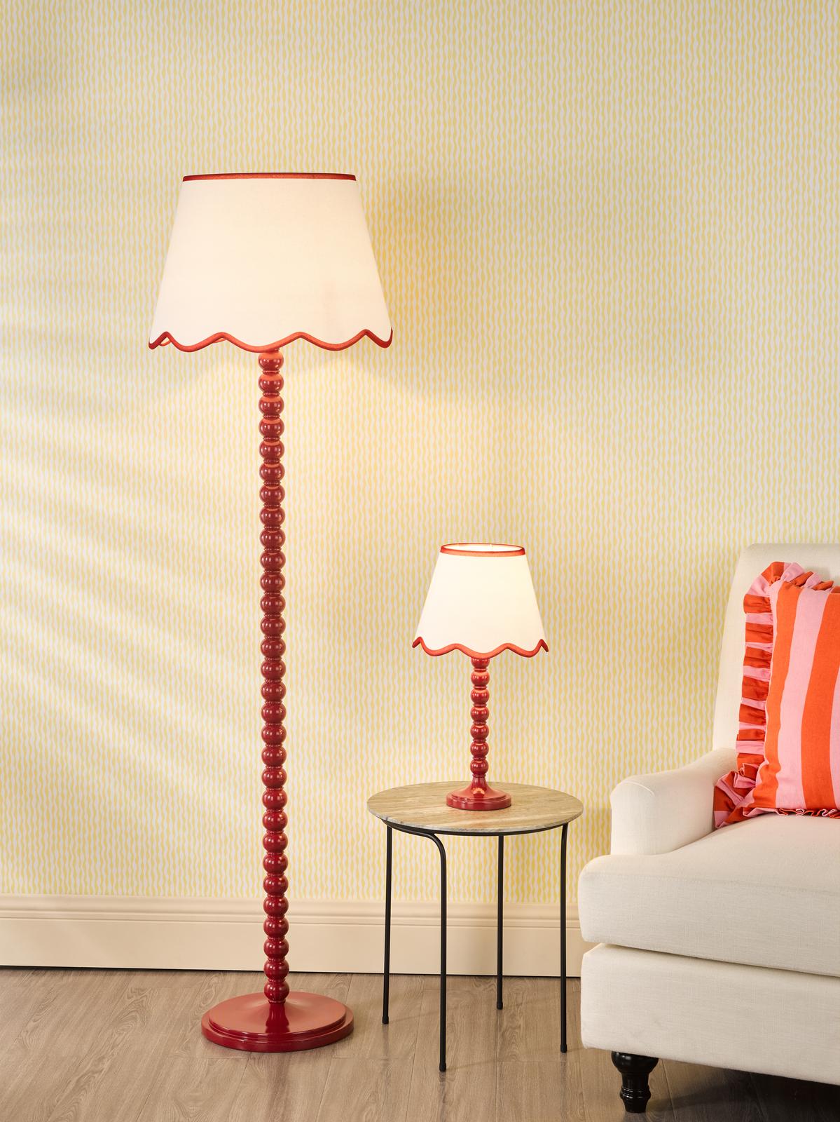 SPO4925-POM1825 Spool Floor Lamp Red With Shade