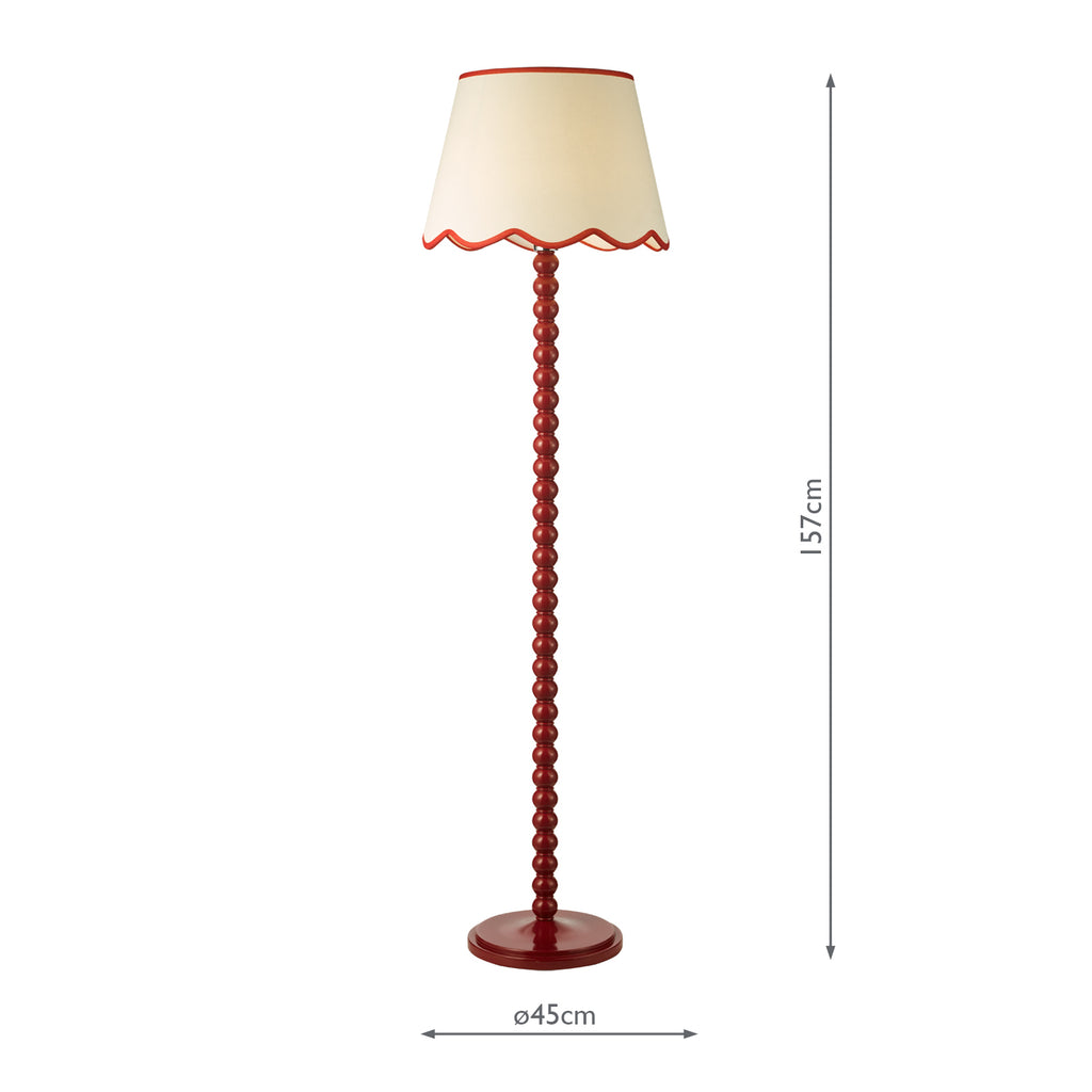 SPO4925-POM1825 Spool Floor Lamp Red With Shade