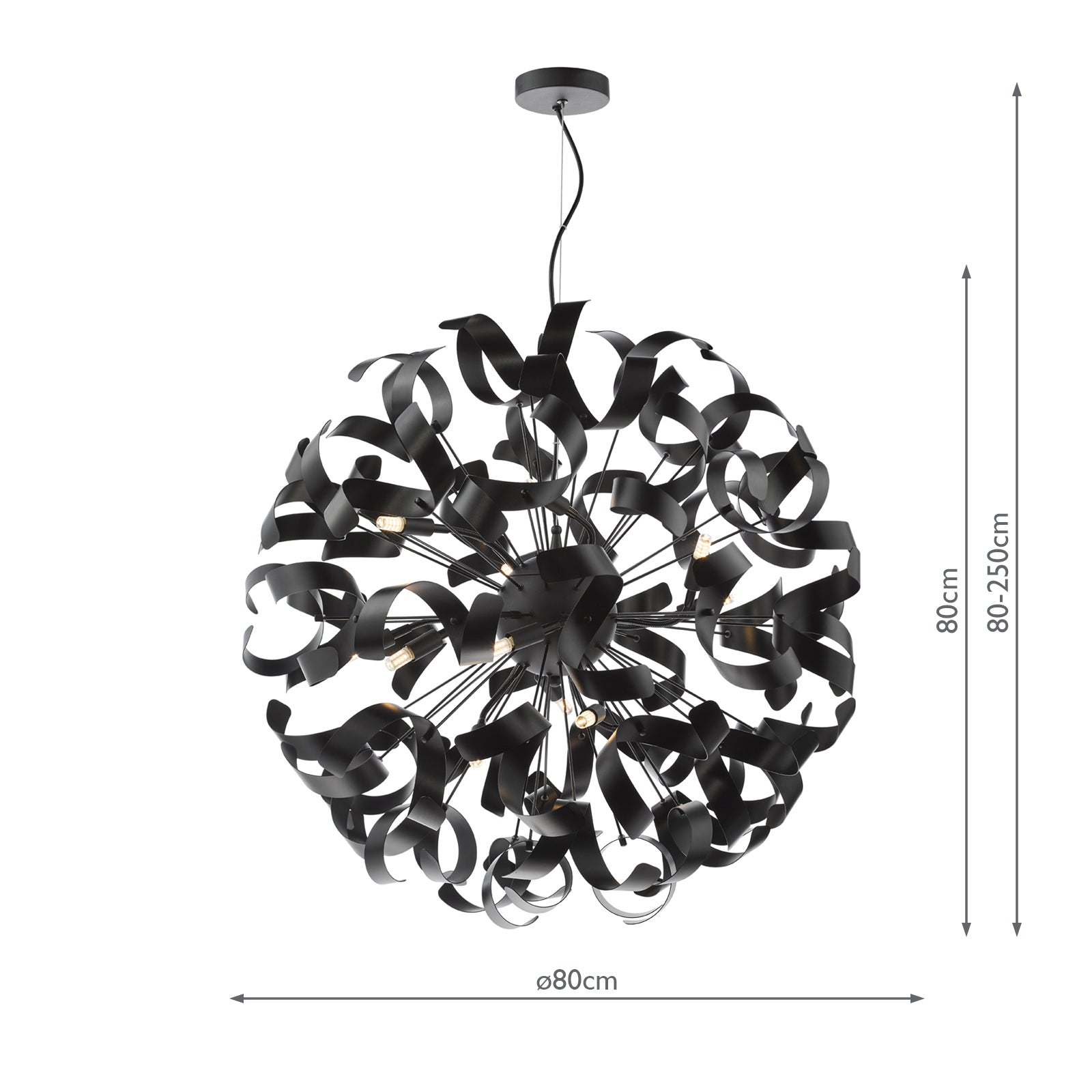 SWA1222-03 Swash 12 Light Pendant Matt Black and Satin Black