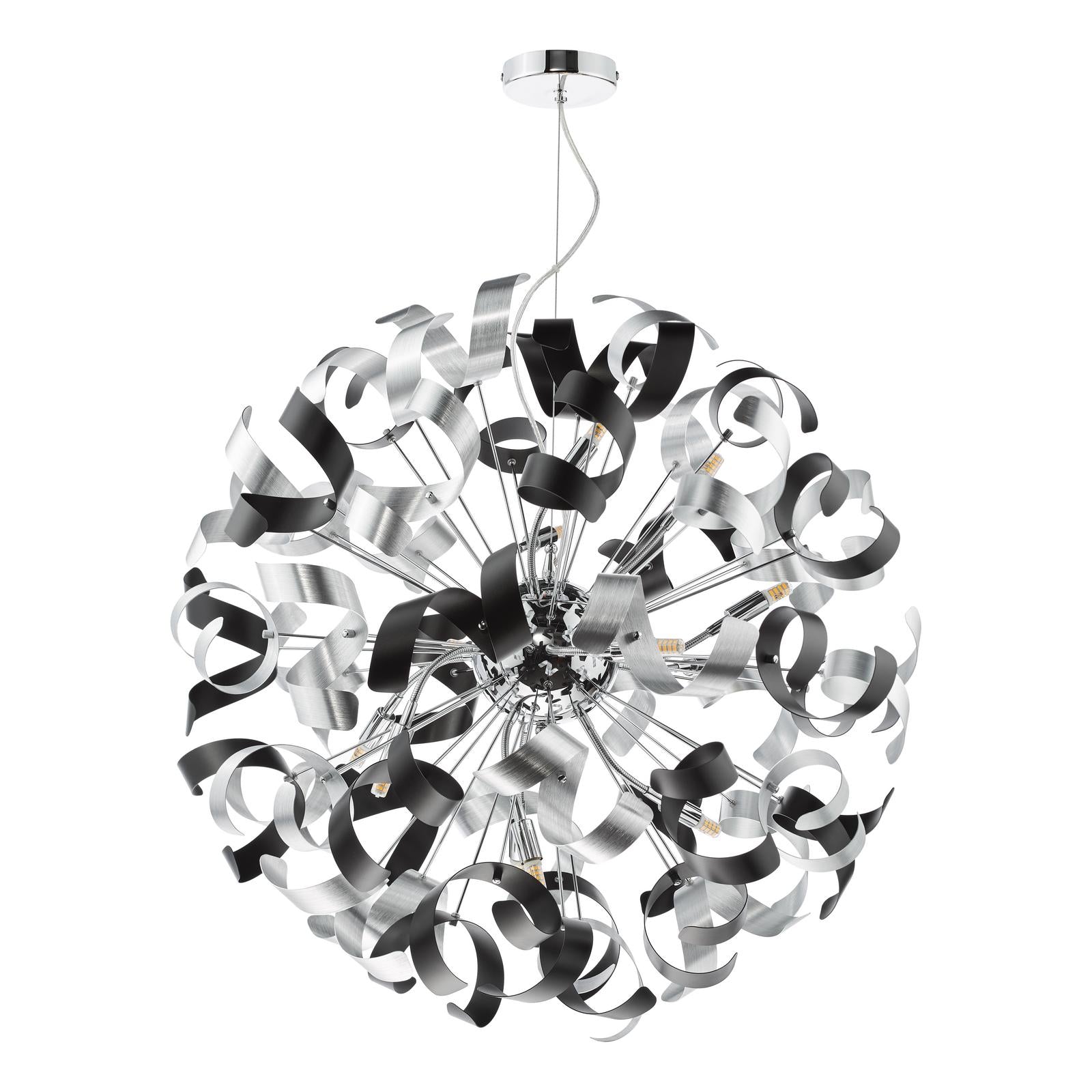 SWA1250-01 Swash 12 Light Pendant Polished Chrome and Brushed Aluminium