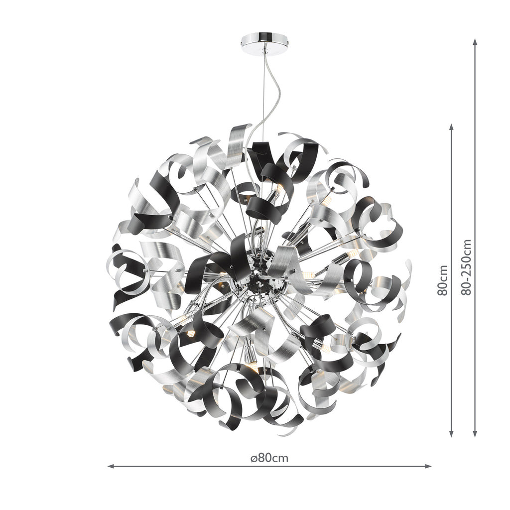 SWA1250-01 Swash 12 Light Pendant Polished Chrome and Brushed Aluminium