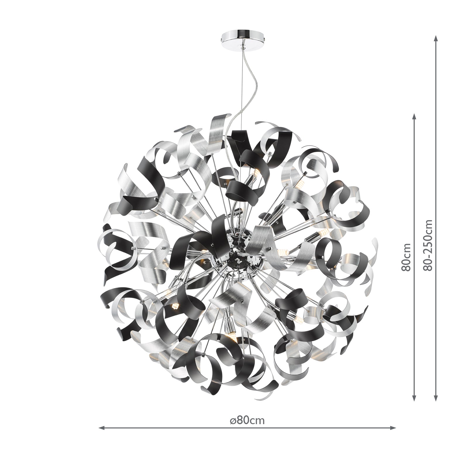 SWA1250-01 Swash 12 Light Pendant Polished Chrome and Brushed Aluminium