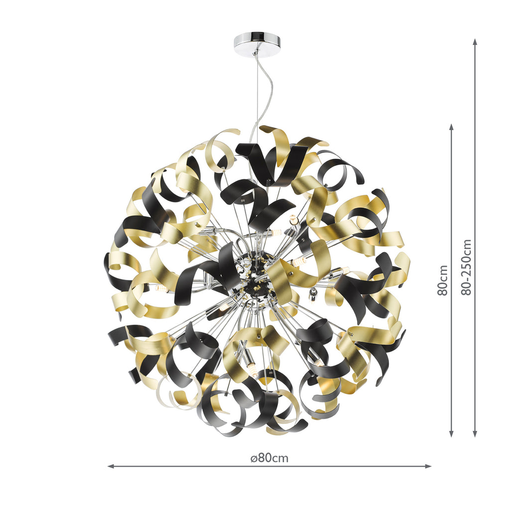 SWA1250-02 Swash 12 Light Pendant Polished Chrome and Brushed Gold