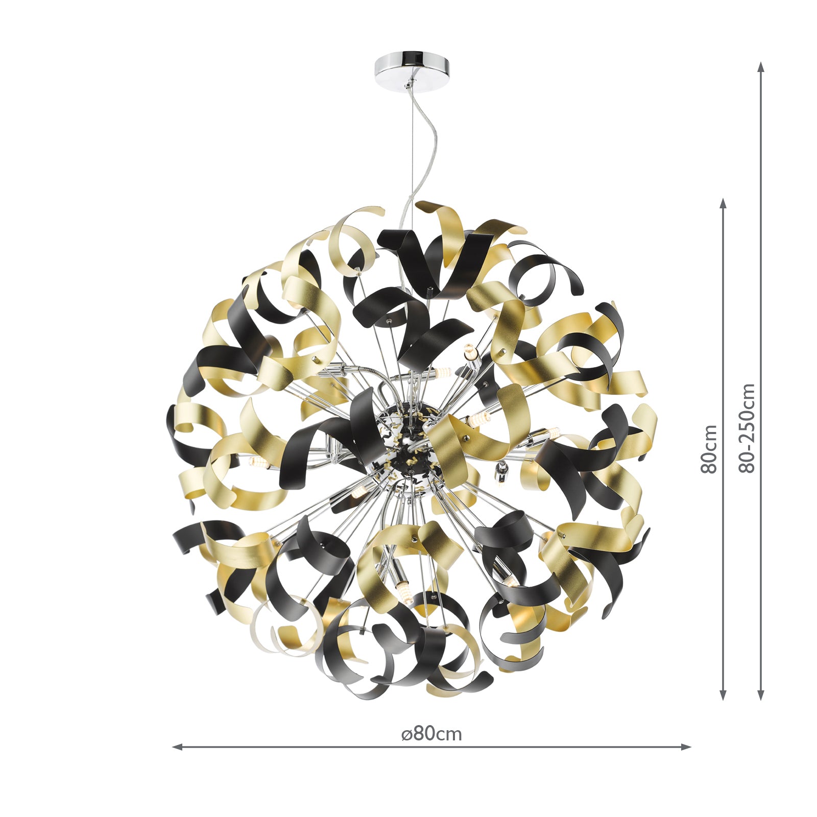 SWA1250-02 Swash 12 Light Pendant Polished Chrome and Brushed Gold