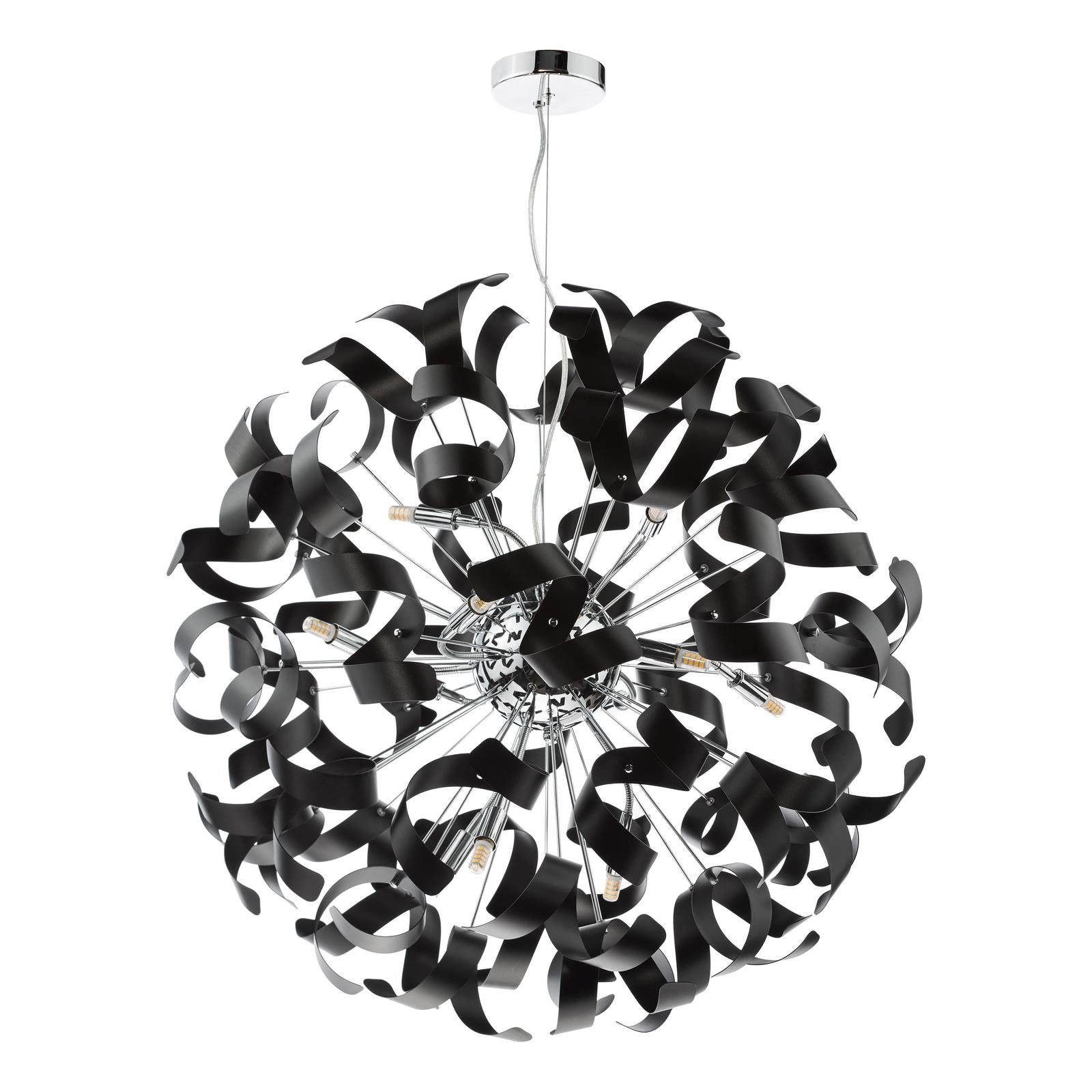 SWA1250-03 Swash 12 Light Pendant Polished Chrome and Satin Black