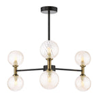 TAK0654-25 Takara 6 Light Semi-Flush Matt Black and Bronze With Twisted Amber Glass