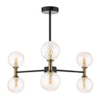 TAK0654-25 Takara 6 Light Semi-Flush Matt Black and Bronze With Twisted Amber Glass