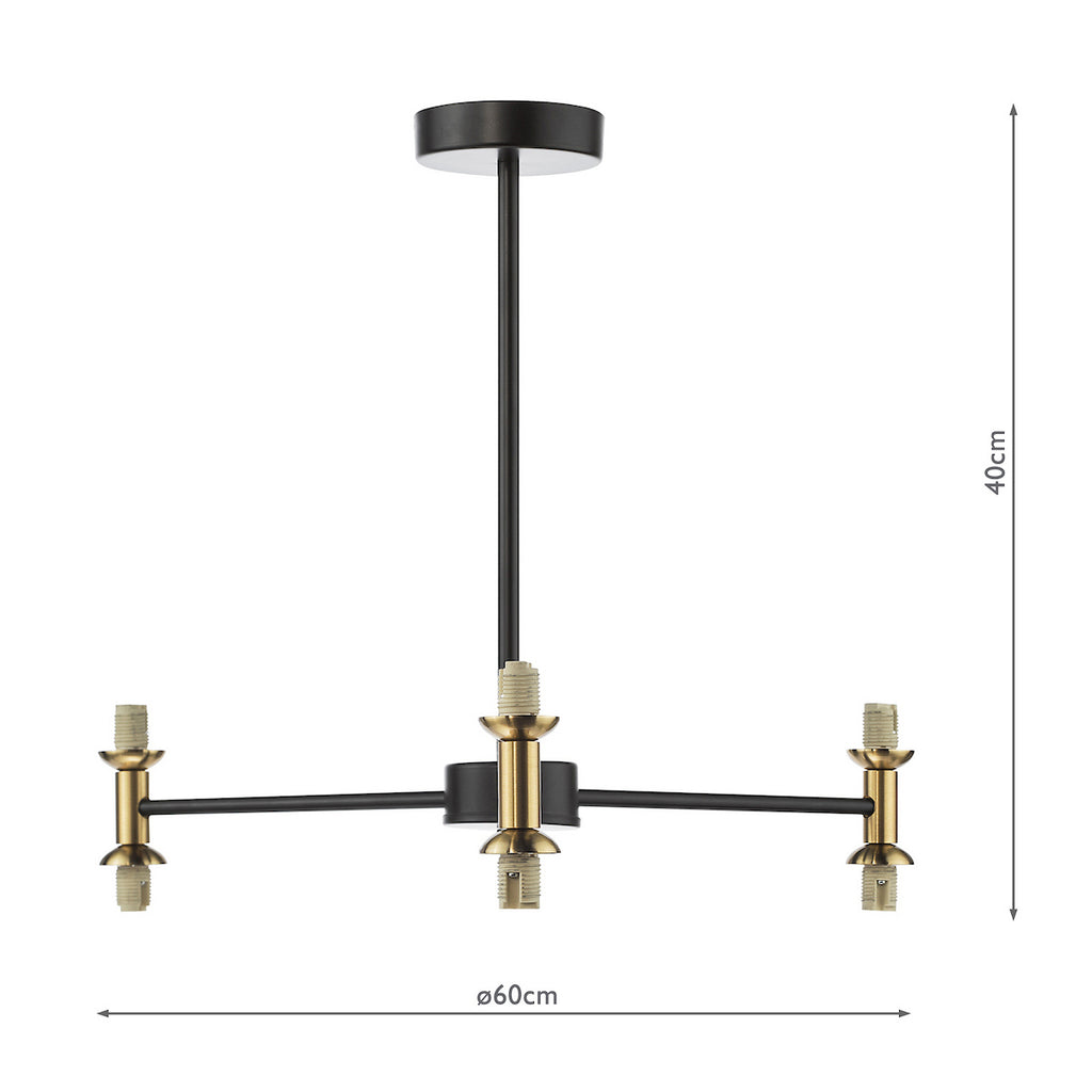 TAK0654-F Takara 6 Light Semi-Flush Matt Black And Bronze Fitting Only (S)