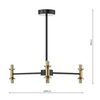 TAK0654-F Takara 6 Light Semi-Flush Matt Black And Bronze Fitting Only (S)