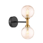 TAK0954-25 Takara 2 Light Wall Light Matt Black and Bronze With Twisted Amber Glass