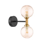 TAK0954-25 Takara 2 Light Wall Light Matt Black and Bronze With Twisted Amber Glass