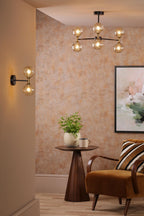 TAK0954-25 Takara 2 Light Wall Light Matt Black and Bronze With Twisted Amber Glass