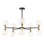 TAK2354-25 Takara 10 Light Semi-Flush Matt Black and Bronze With Twisted Amber Glass