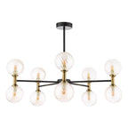 TAK2354-25 Takara 10 Light Semi-Flush Matt Black and Bronze With Twisted Amber Glass