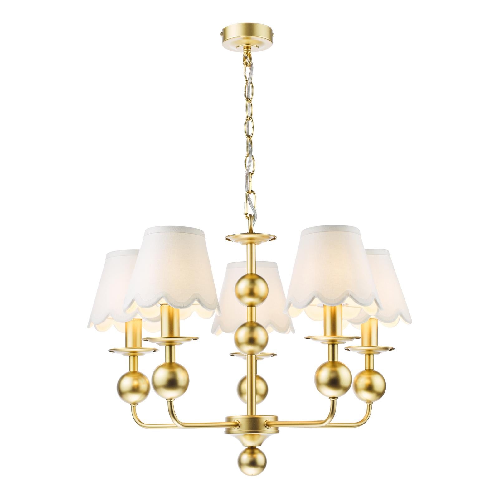 TIL0535-NER262 Tilda 5 Light Pendant Satin Gold With Shade