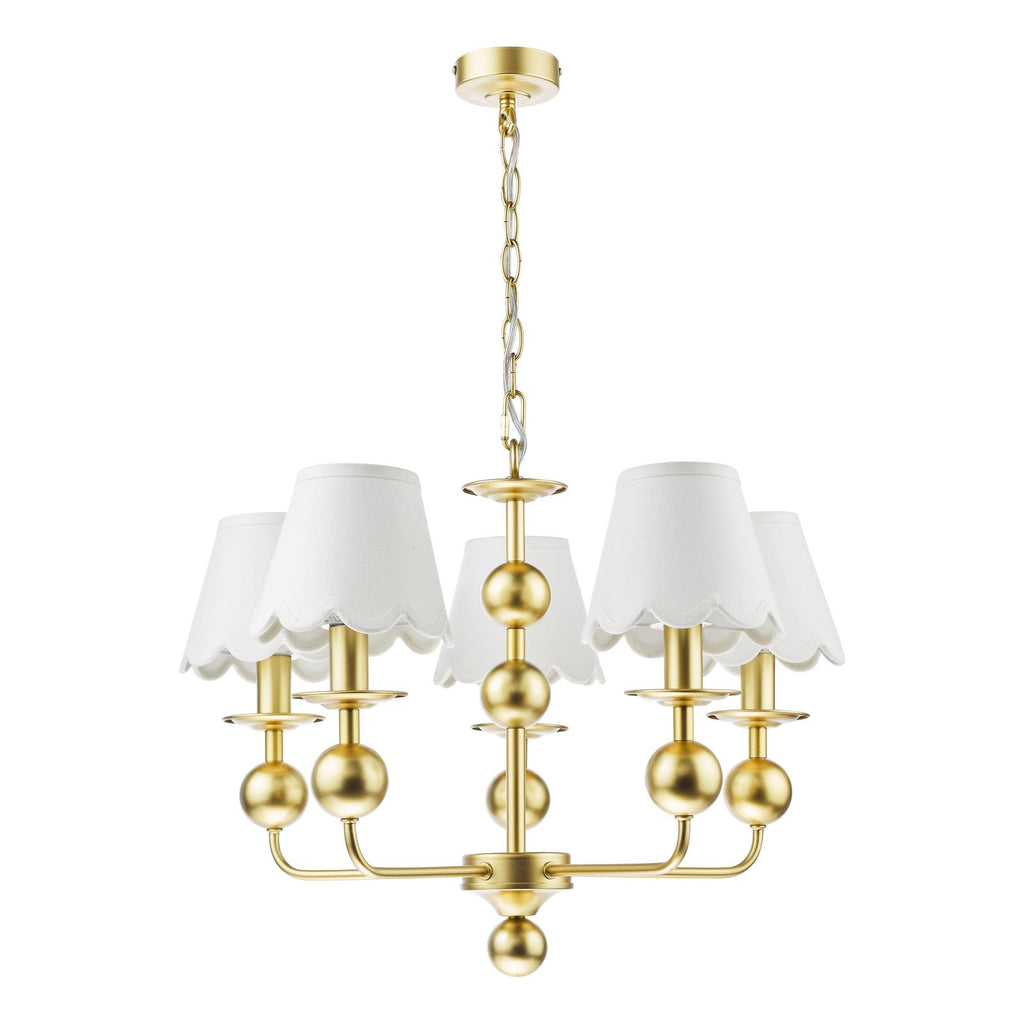 TIL0535-NER262 Tilda 5 Light Pendant Satin Gold With Shade