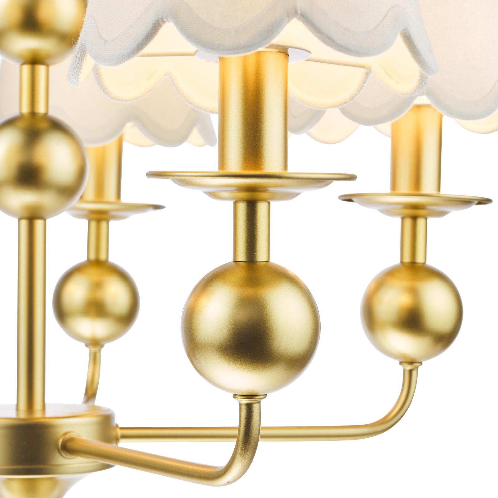 TIL0535-NER262 Tilda 5 Light Pendant Satin Gold With Shade
