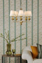 TIL0535-NER262 Tilda 5 Light Pendant Satin Gold With Shade