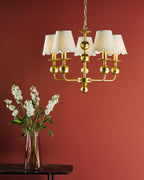 TIL0535-NER262 Tilda 5 Light Pendant Satin Gold With Shade