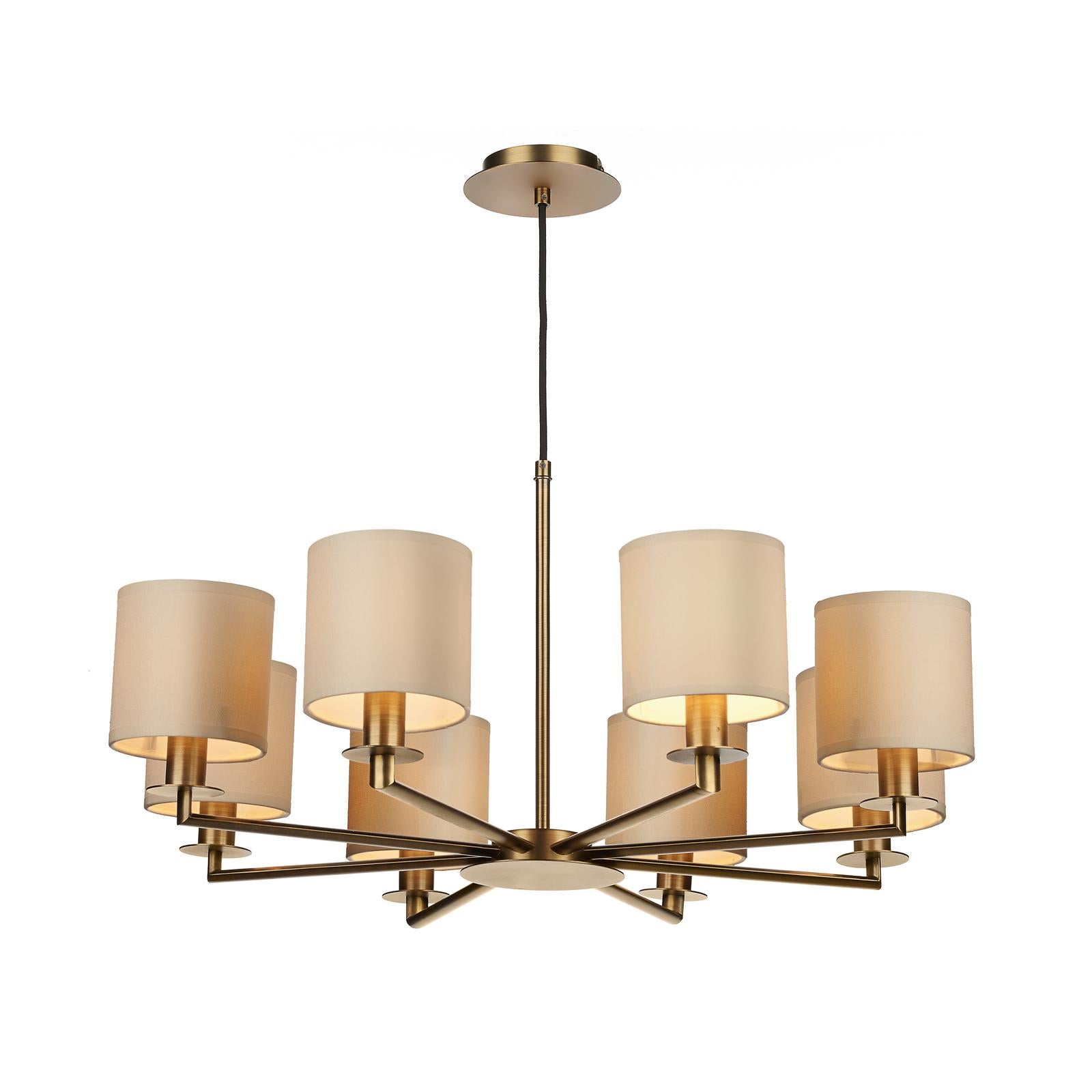 TYL0863-LYR2629 Tyler 8 Light Armed Pendant Antique Bronze With Shade