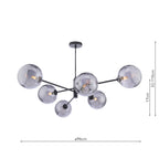 VIG0622-10 Vignette 6 Light Pendant Matt Black With Smoked Dimpled Glass