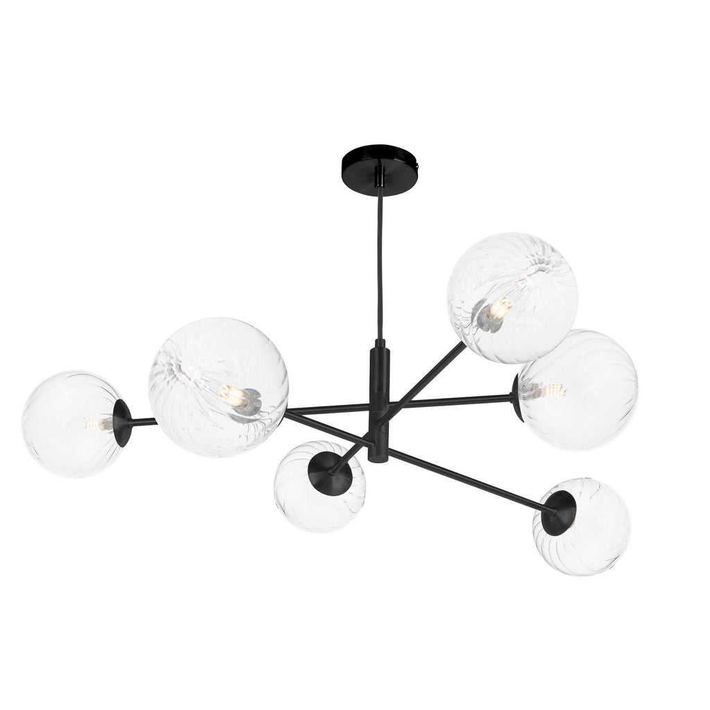 VIG0622-22 Vignette 6 Light Pendant Matt Black With Closed Glass