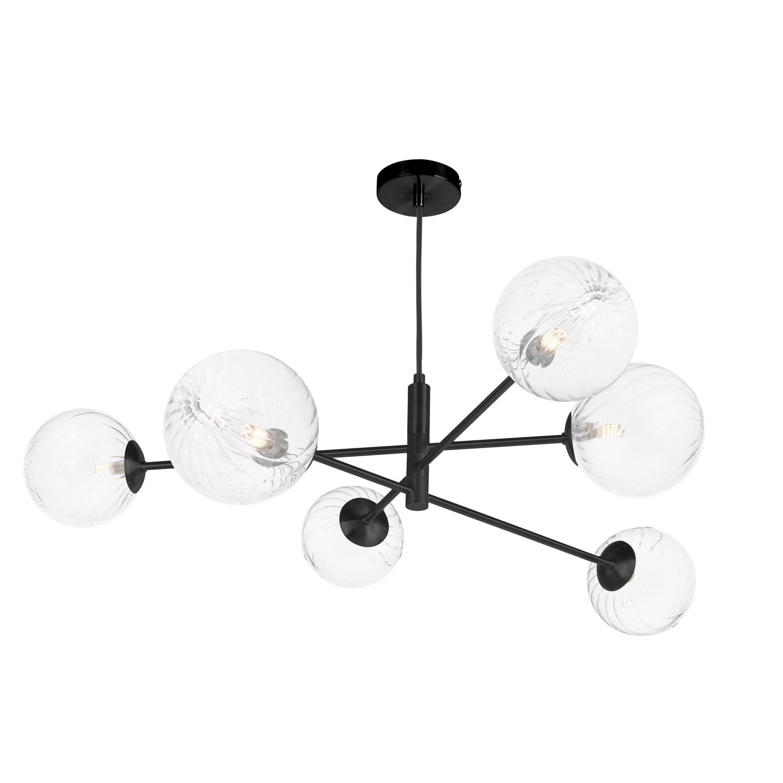 VIG0622-22 Vignette 6 Light Pendant Matt Black With Closed Glass