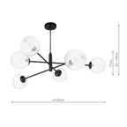 VIG0622-22 Vignette 6 Light Pendant Matt Black With Closed Glass