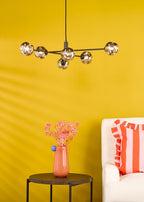 VIG0622-28 Vignette 6 Light Pendant Matt Black With Closed Organic Smoked Glass