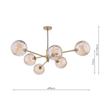 VIG0645-11 Vignette 6 Light Pendant Aged Brass With Amber Dimpled Glass