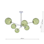VIG0650-14 Vignette 6 Light Pendant Polished Chrome With Green Dimpled Glass