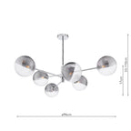 VIG0650-19 Vignette 6 Light Pendant Polished Chrome With Smoked/Clear Ribbed Glass