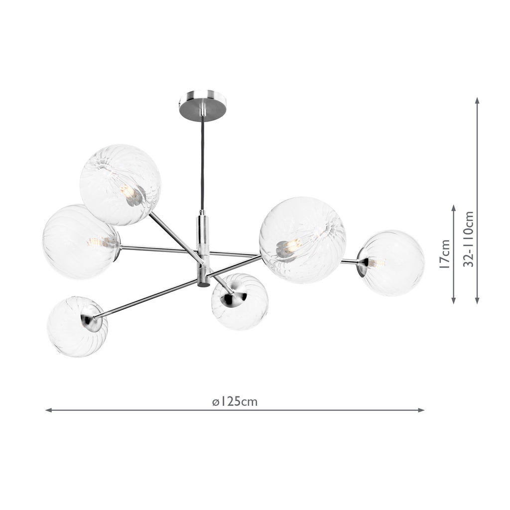 VIG0650-22 Vignette 6 Light Pendant Polished Chrome With Closed Glass