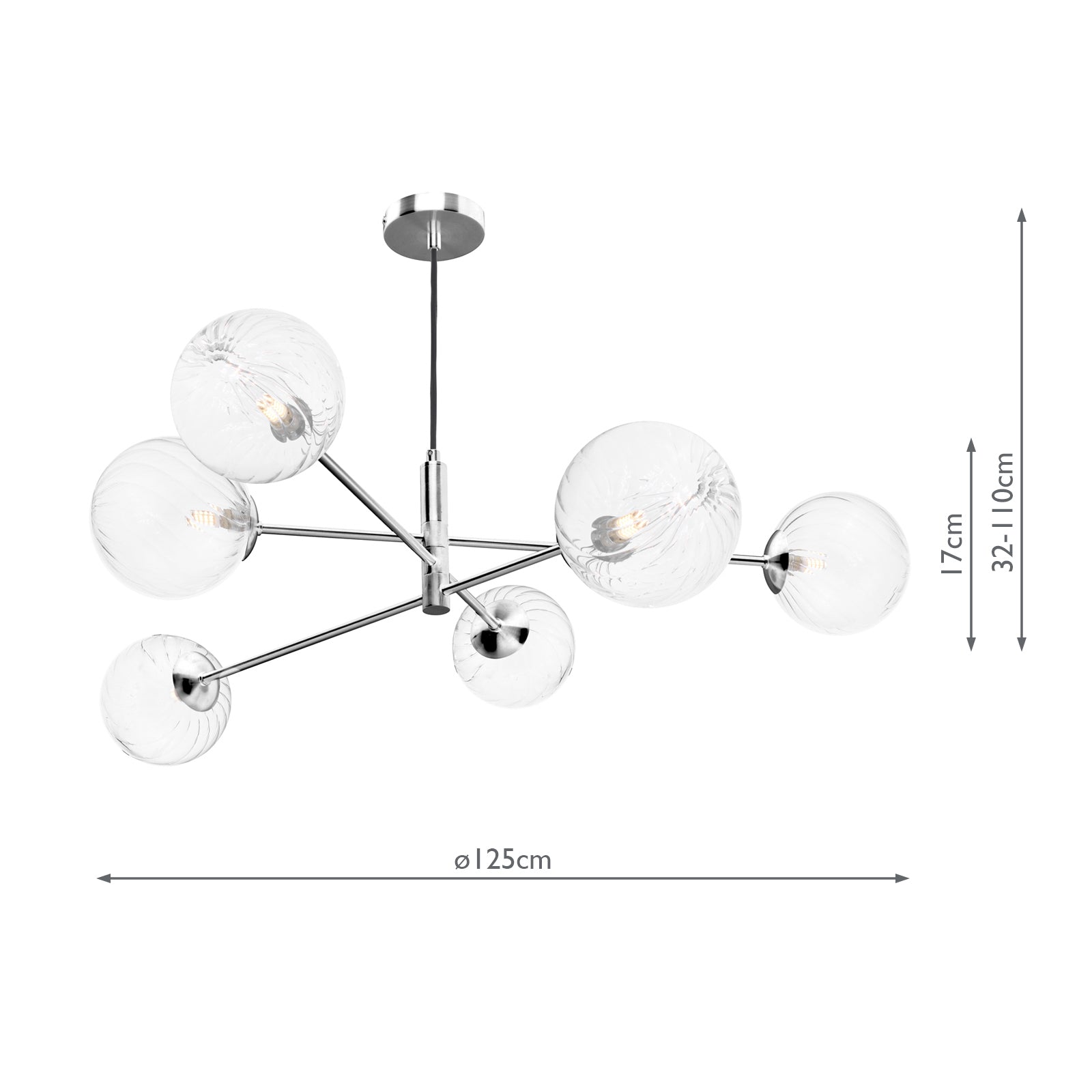 VIG0650-22 Vignette 6 Light Pendant Polished Chrome With Closed Glass