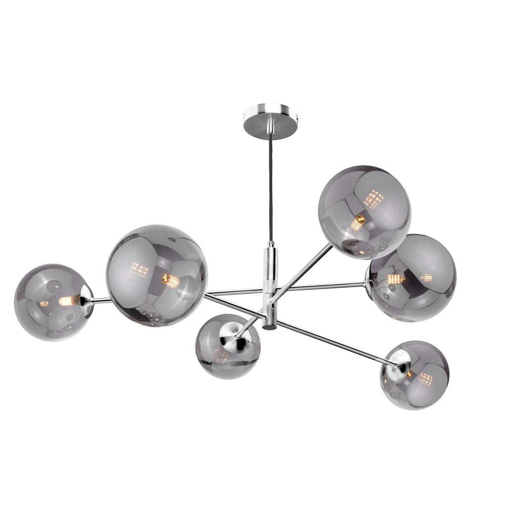VIG0650-24 Vignette 6 Light Pendant Polished Chrome With Smoked Glass