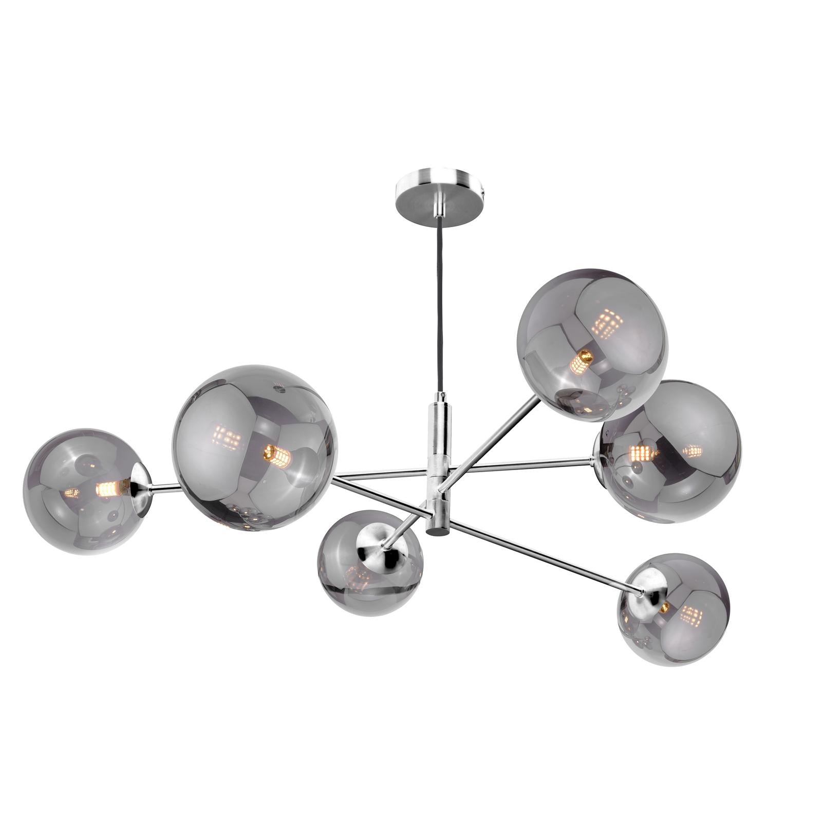 VIG0650-24 Vignette 6 Light Pendant Polished Chrome With Smoked Glass