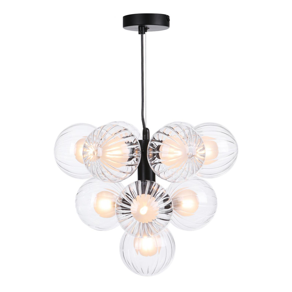 VIN2322-20 Vine 10 Light Pendant Satin Black With Clear/Opal Glass