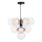 VIN2322-20 Vine 10 Light Pendant Satin Black With Clear/Opal Glass