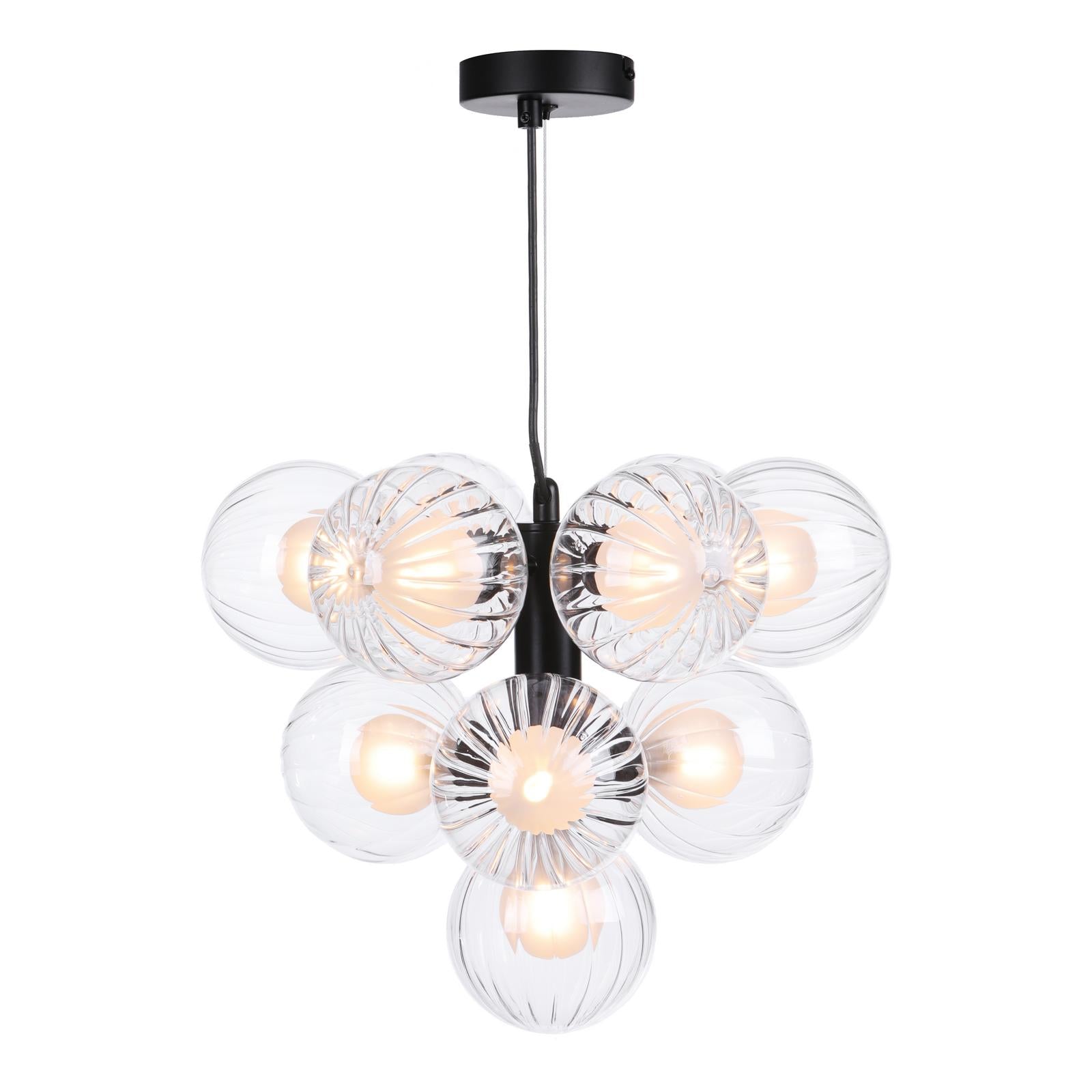 VIN2322-20 Vine 10 Light Pendant Satin Black With Clear/Opal Glass