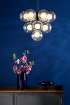 VIN2322-20 Vine 10 Light Pendant Satin Black With Clear/Opal Glass