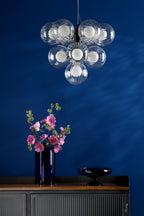 VIN2322-20 Vine 10 Light Pendant Satin Black With Clear/Opal Glass