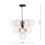 VIN2322-20 Vine 10 Light Pendant Satin Black With Clear/Opal Glass