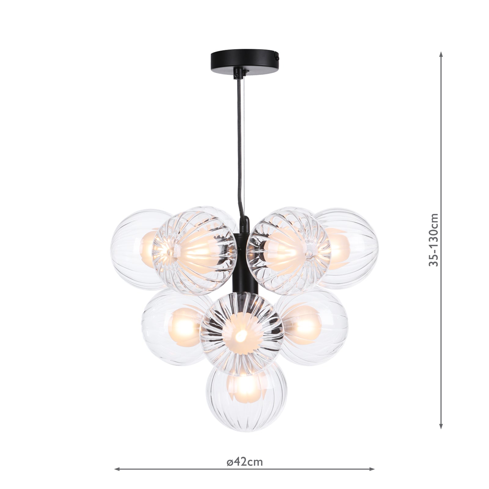 VIN2322-20 Vine 10 Light Pendant Satin Black With Clear/Opal Glass