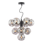 VIN2322-28 Vine 10 Light Pendant Satin Black With Closed Organic Smoked Glass