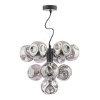 VIN2322-28 Vine 10 Light Pendant Satin Black With Closed Organic Smoked Glass