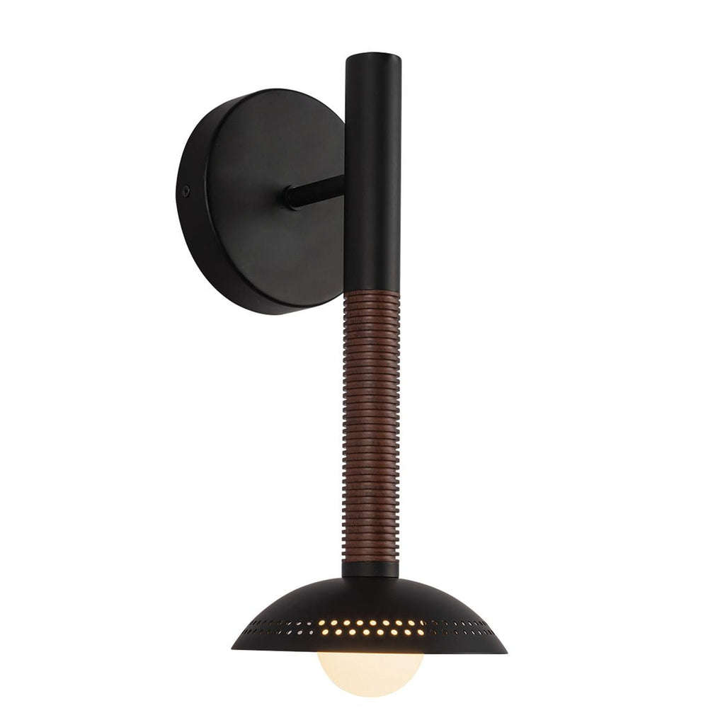 ALM-ARDEN-LED-1WB-MB Arden 1 Light LED Wall Light  Matte Black, Walnut Wood Veneer
