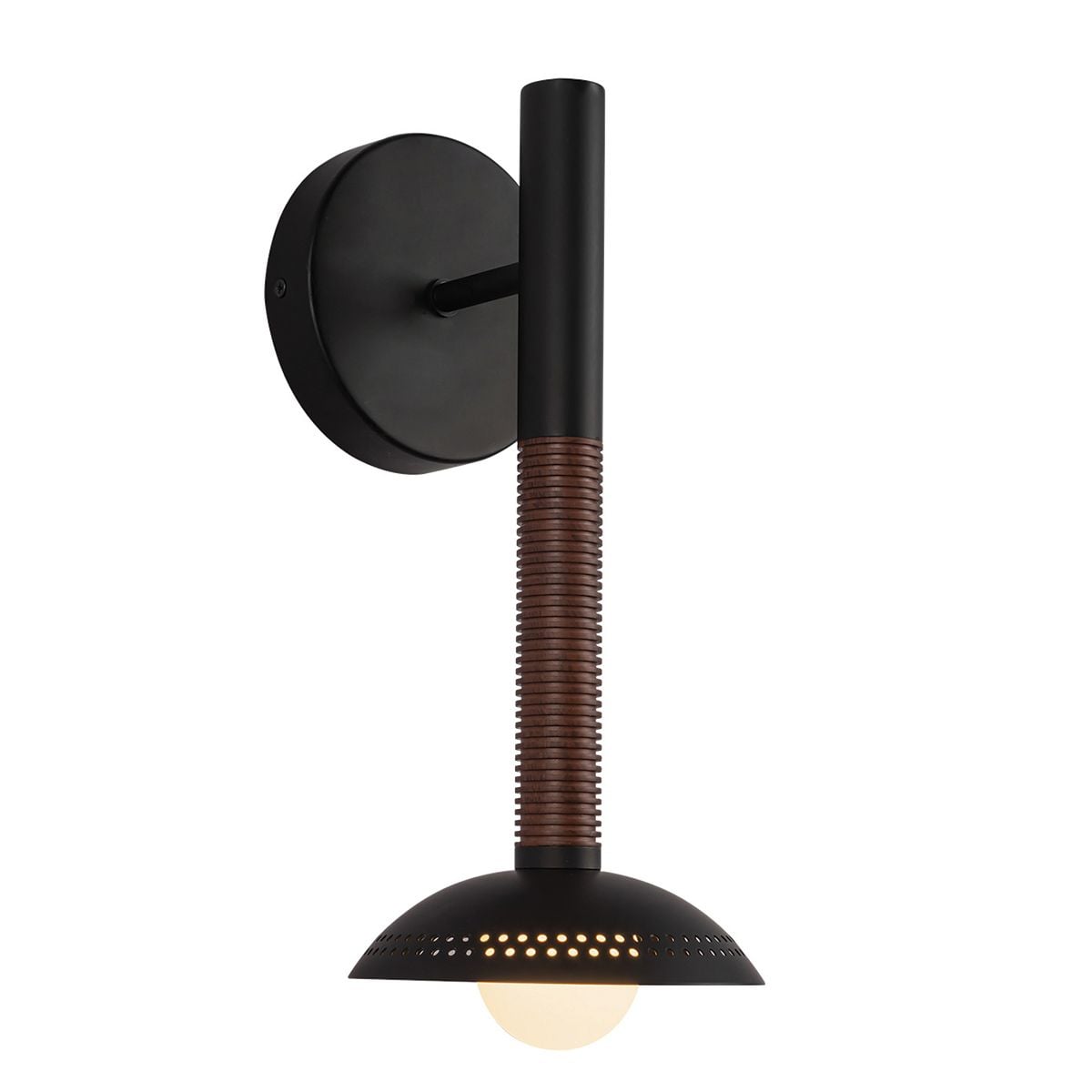 ALM-ARDEN-LED-1WB-MB Arden 1 Light LED Wall Light  Matte Black, Walnut Wood Veneer
