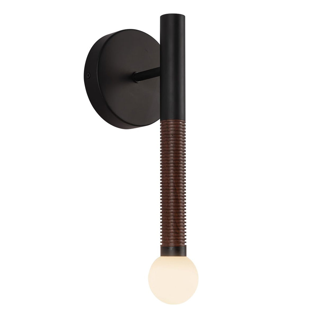 ALM-ARDEN-LED-1WB-MB Arden 1 Light LED Wall Light  Matte Black, Walnut Wood Veneer