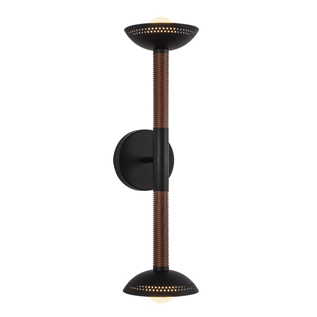 ALM-ARDEN-LED-2WB-MB Arden 2 Light LED Wall Light  Matte Black, Walnut Wood Veneer